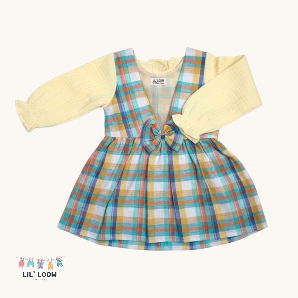 The Storybook Plaid Muslin Dress Set by Lil Loom Kids