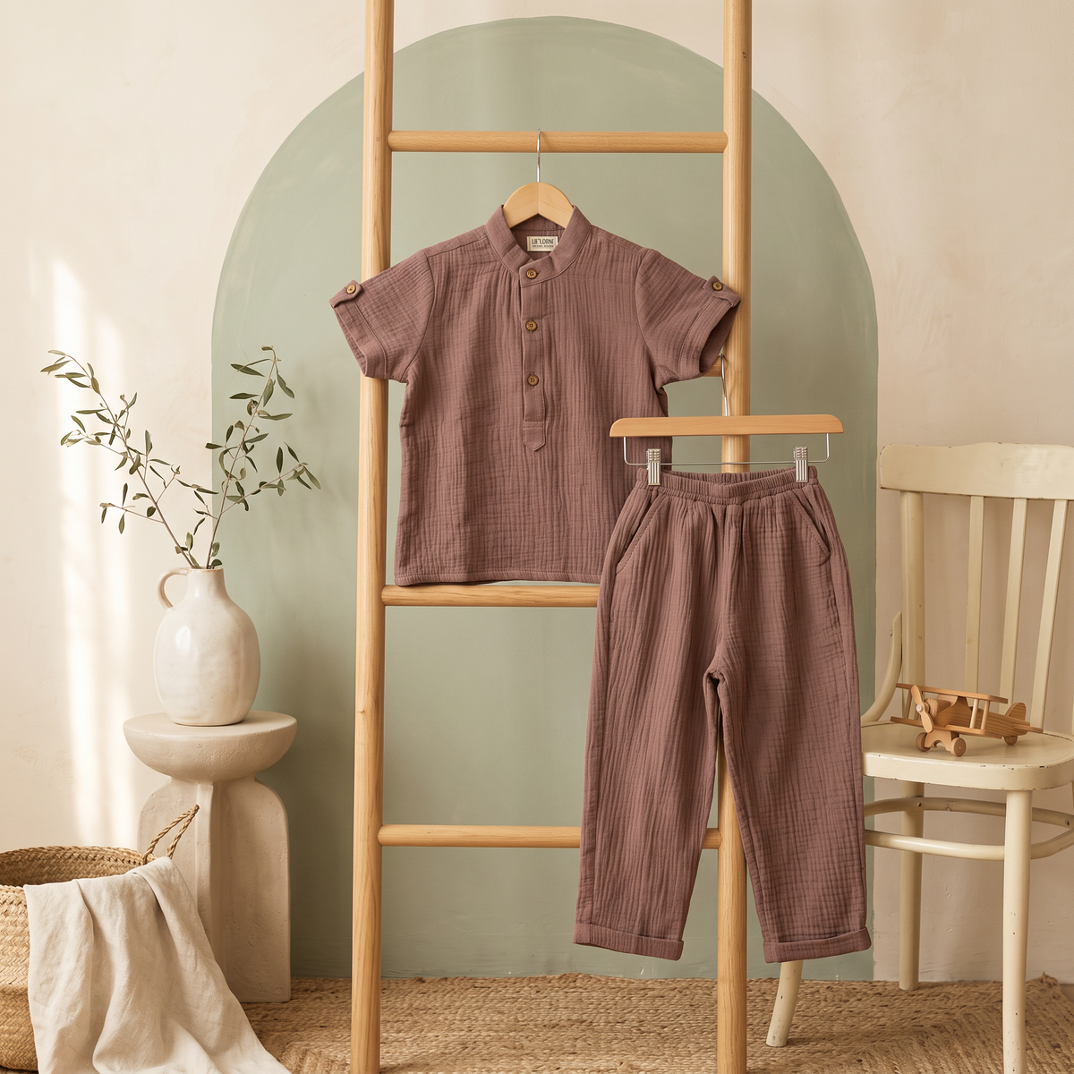Lil Loomer Muslin Set with Pockets Boys Set