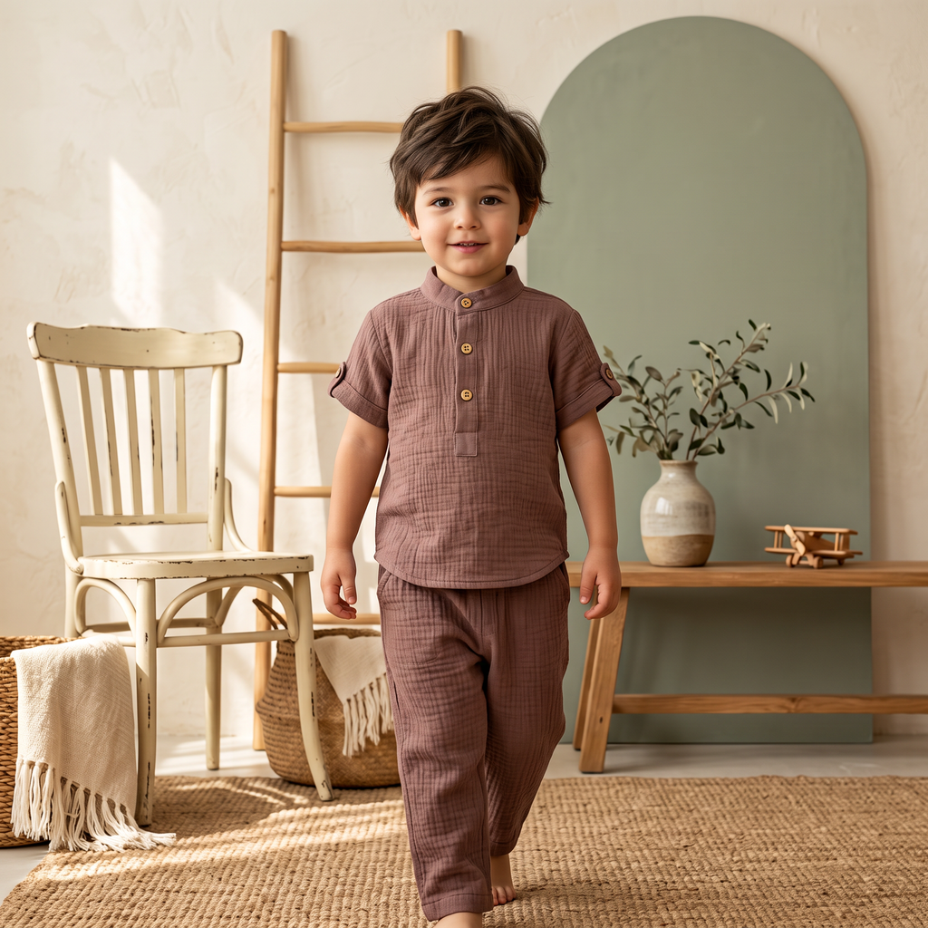 Lil Loomer Muslin Set with Pockets Boys Set