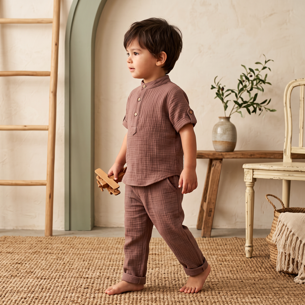 Lil Loomer Muslin Set with Pockets Boys Set