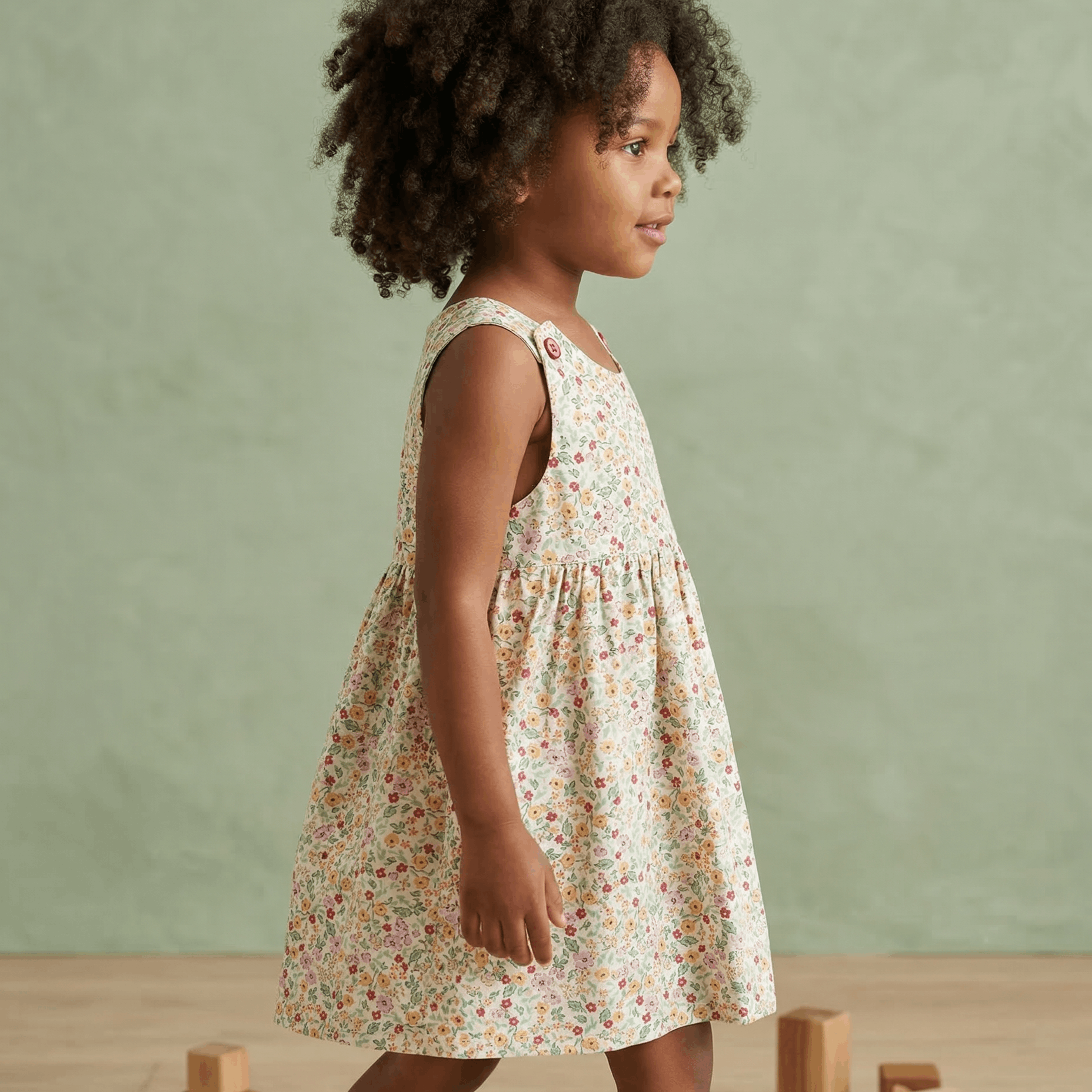 Cotton dress with floral summer tones 
