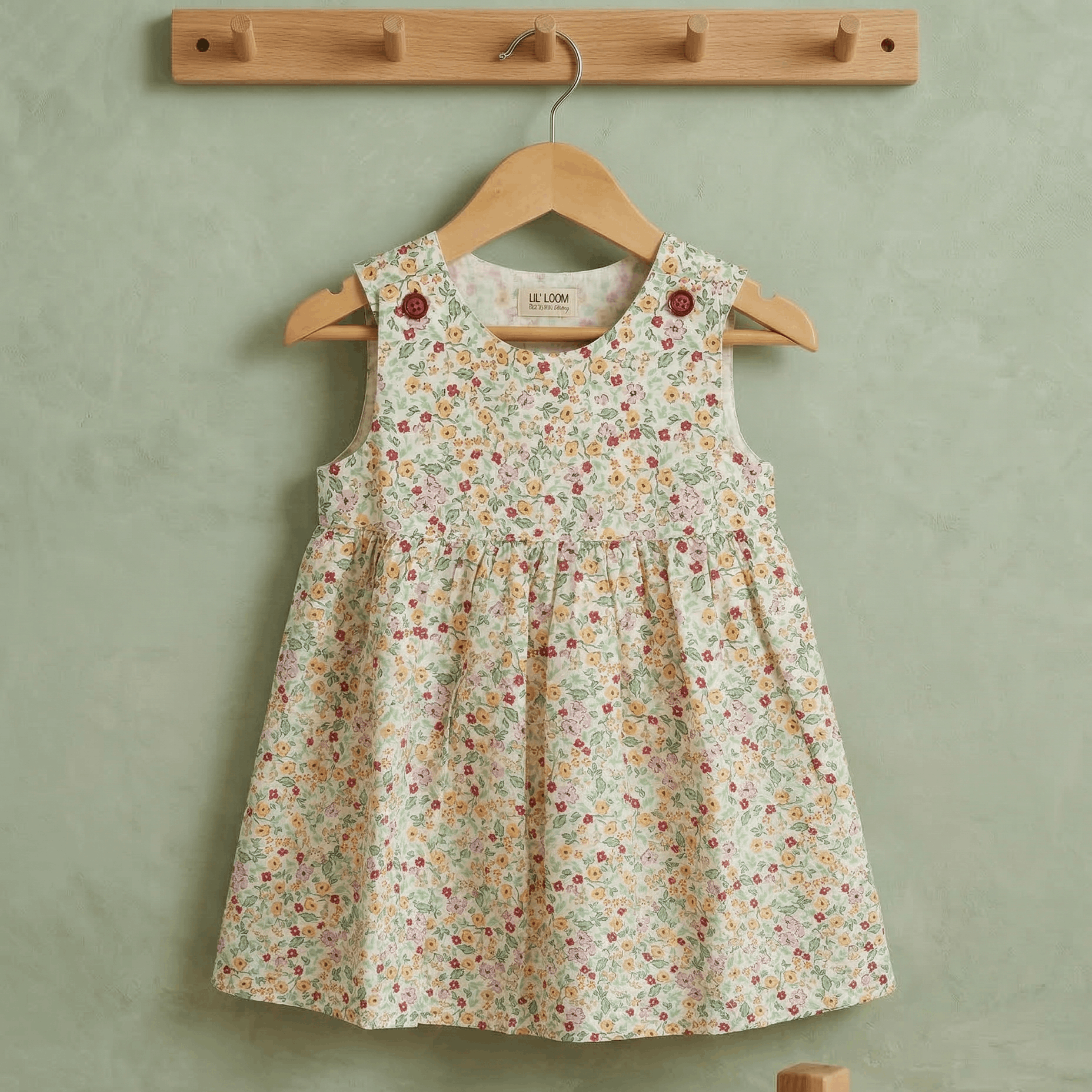 Floral dress with button-closed strap for toddlers and babies