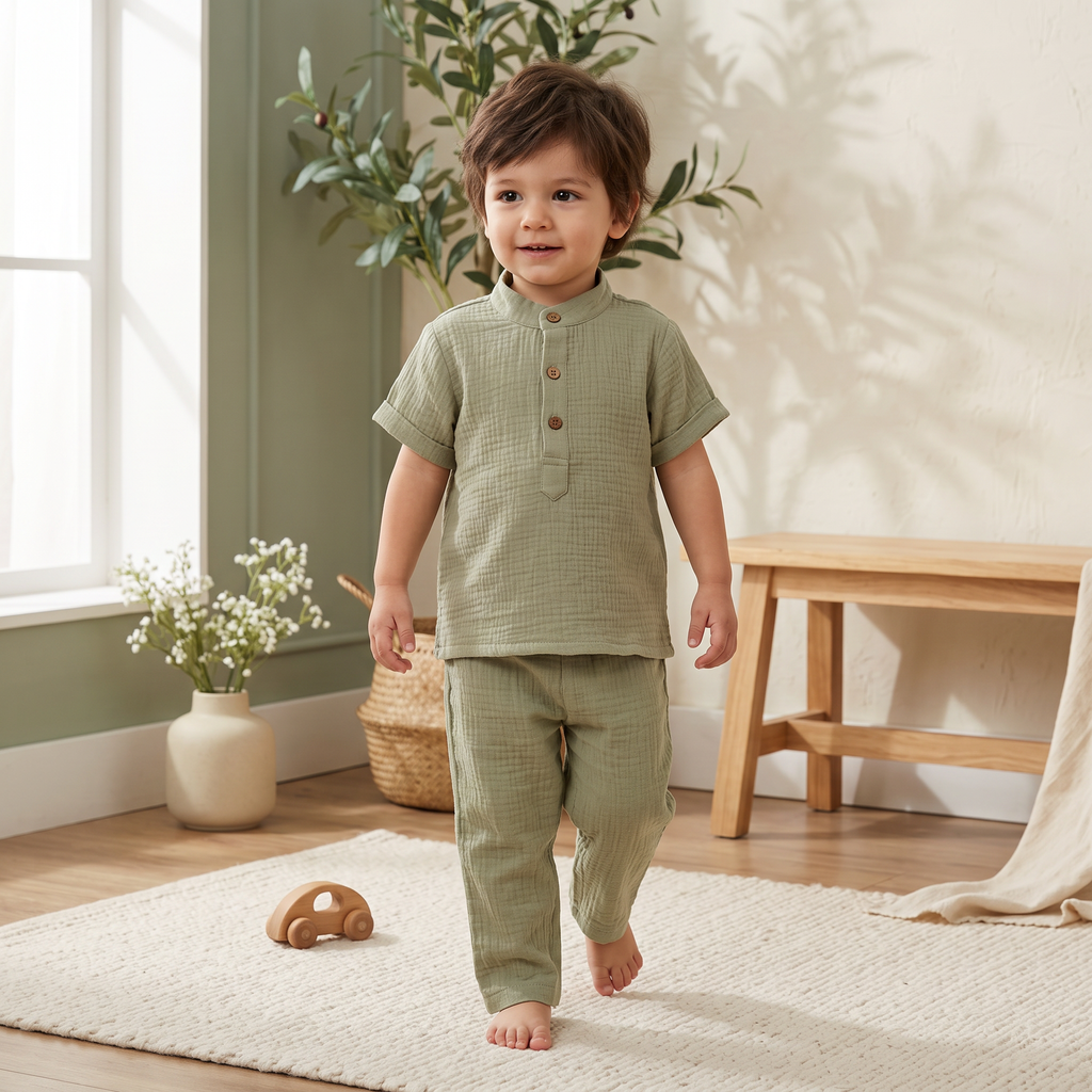 Lil Loomer Muslin Set with Pockets Boys Set