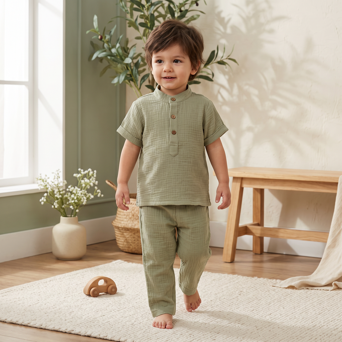 Lil Loomer Muslin Set with Pockets Boys Set