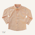 Children's peach checkered shirt with long sleeves, featuring the brand 'LIL' LOOM'.