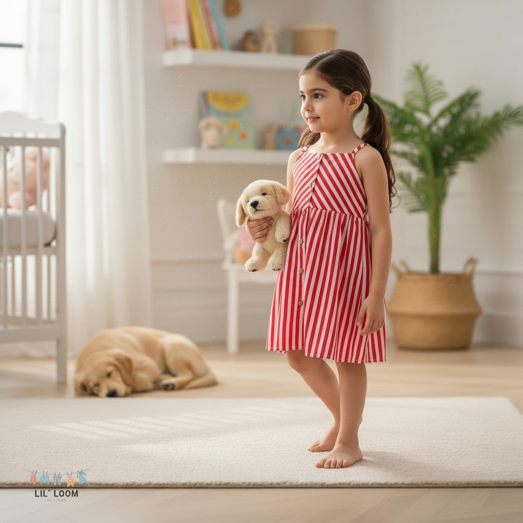 Red Pin Striped Dress